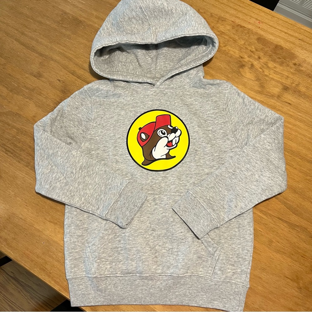 Buc-ee’s Kids Gray Hoodie with Mascot Graphic YM